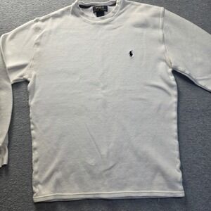 Polo Ralph Lauren Men's Medium White Waffle Knit Thermal Long Sleeve Shirt